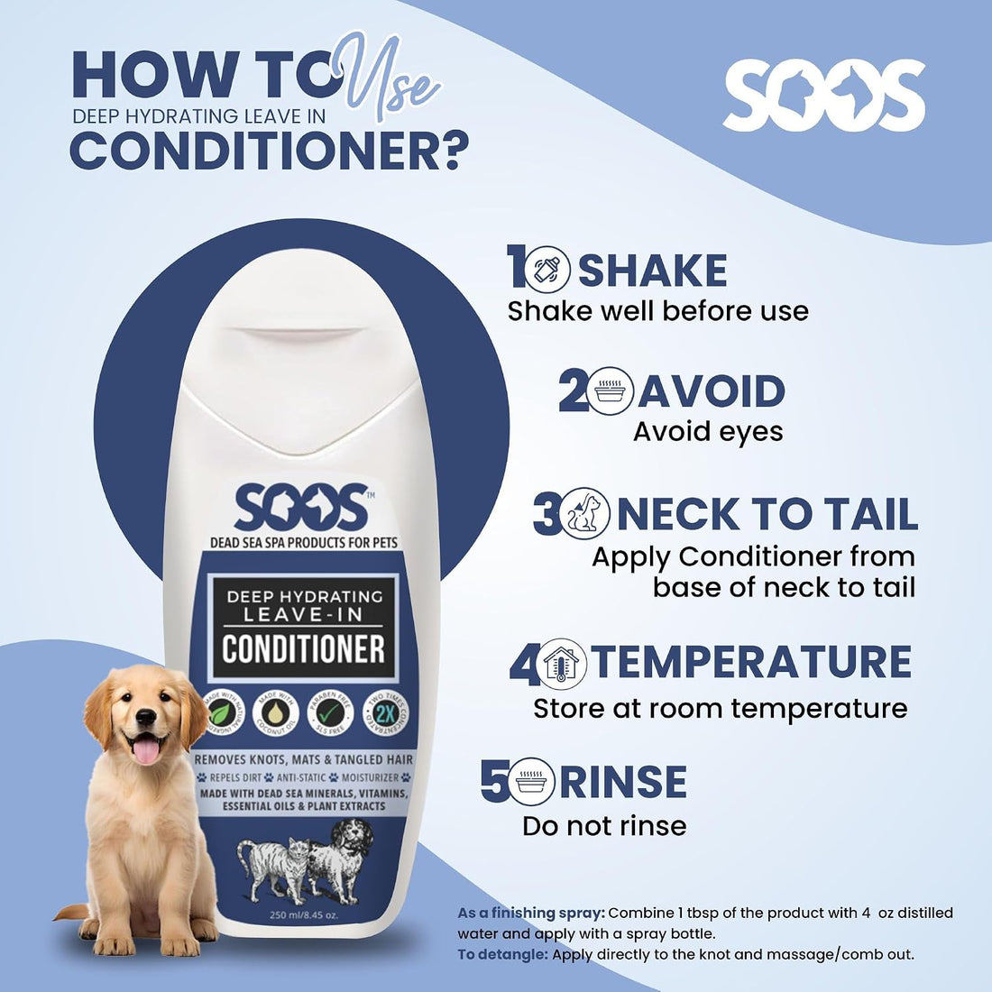 Soos Pets Deep Hydrating Leave-in Conditioner for Dogs and Cats