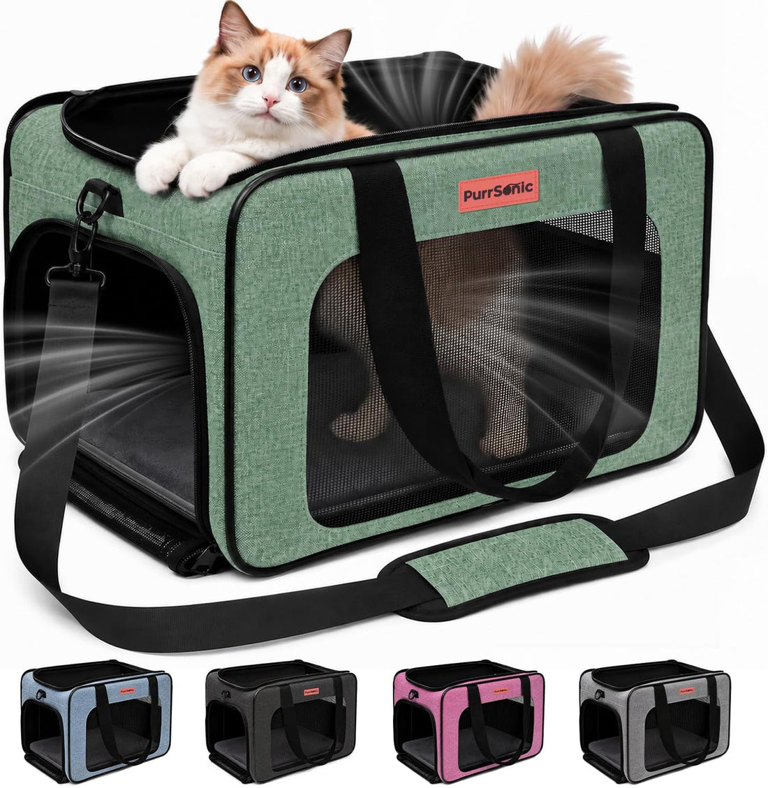Cat Carrier Soft Sided Airline Approved Portable Travel Bag, Gray