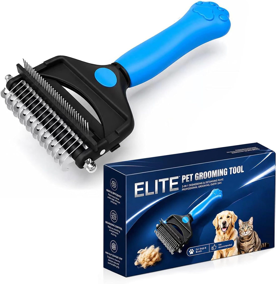 Undercoat Rake for Dogs ，3-in-1 Dematting Comb for Dogs