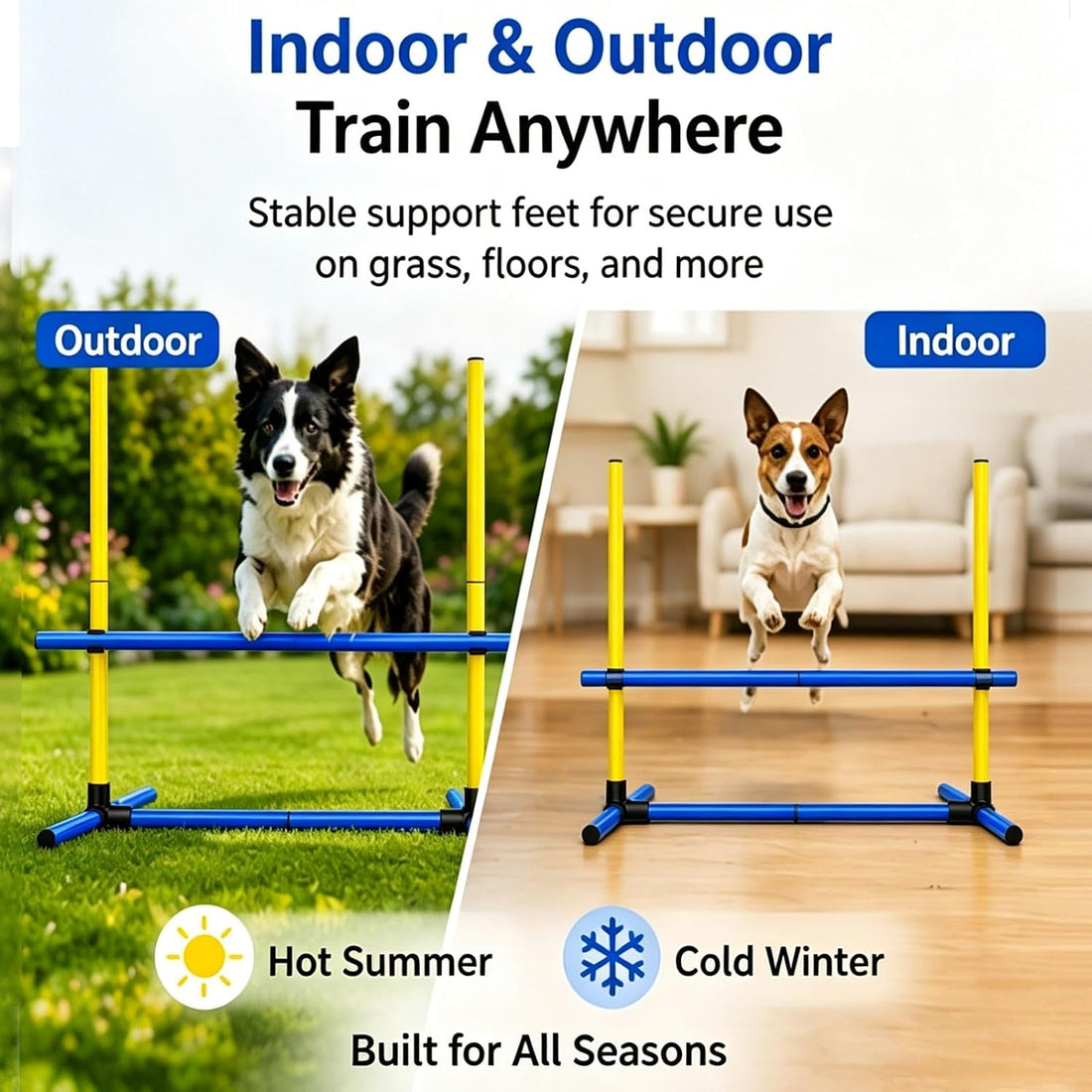 Dog Agility Hurdle, 4 Jump Bar Sets Indoor Outdoor Backyard Train
