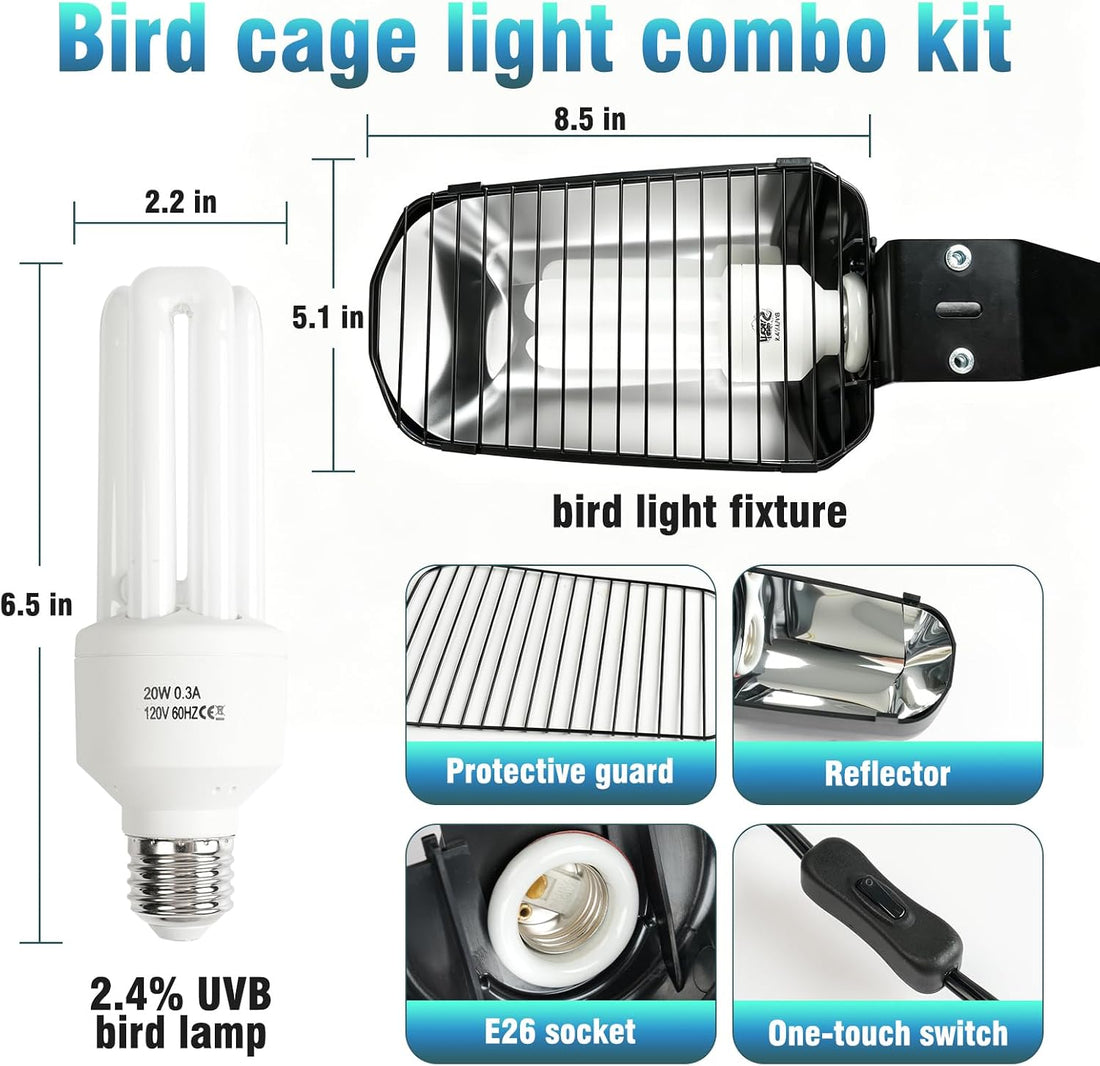 LUCKY HERP Bird Cage Lighting Fixture Combo Kit