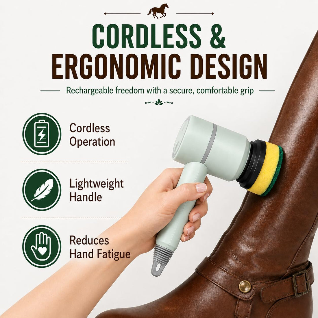 Cordless Electric Tack & Saddle Cleaner, Leather Polisher
