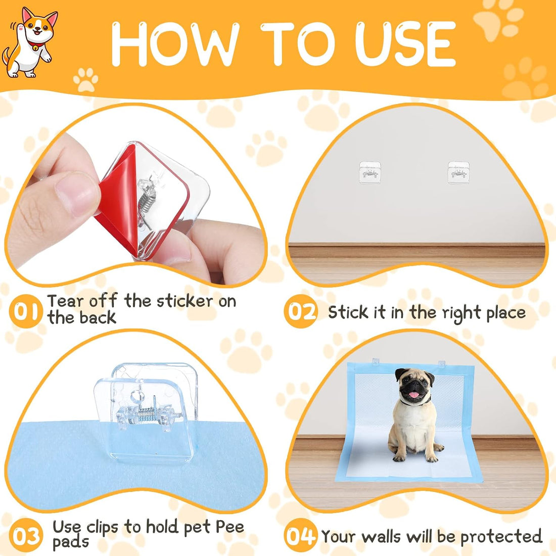 Yalikop 12 Pcs Wall Pee Pad Holder Dog Potty Training Pad