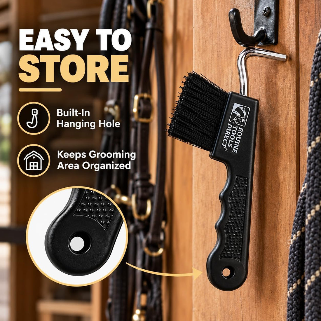 Horse Hoof Pick with Brush, Black