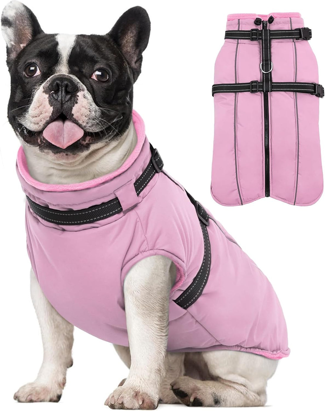 Lelepet Dog Winter Coat Waterproof Dog Jacket with Harness Built in