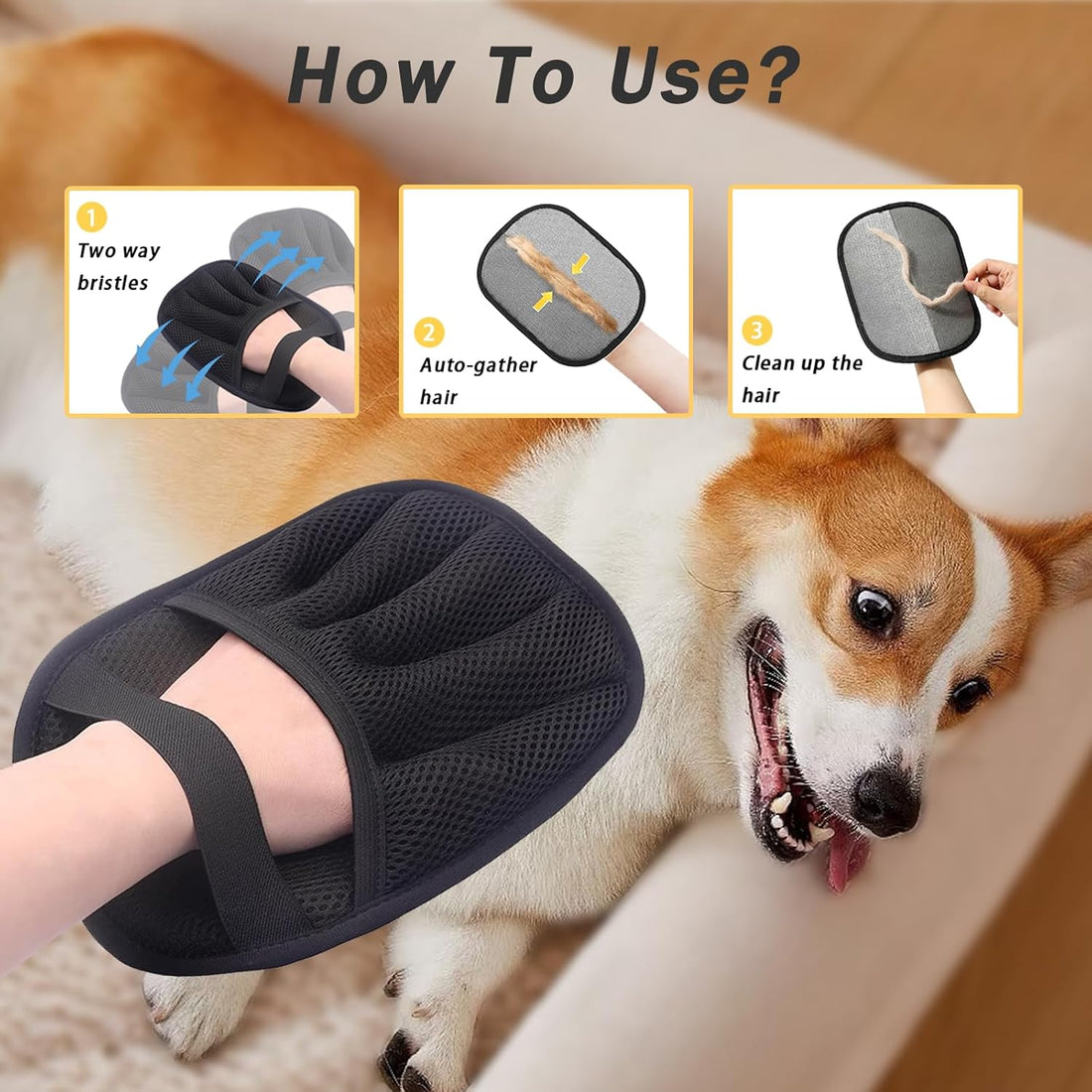 AUBELL Pet Hair Removal Glove,Five-Finger Electrostatic Magic