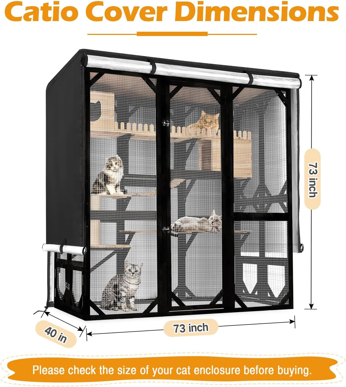 Catio Cover, 73"x40"x73" Waterproof Cover for FunXplore Catio