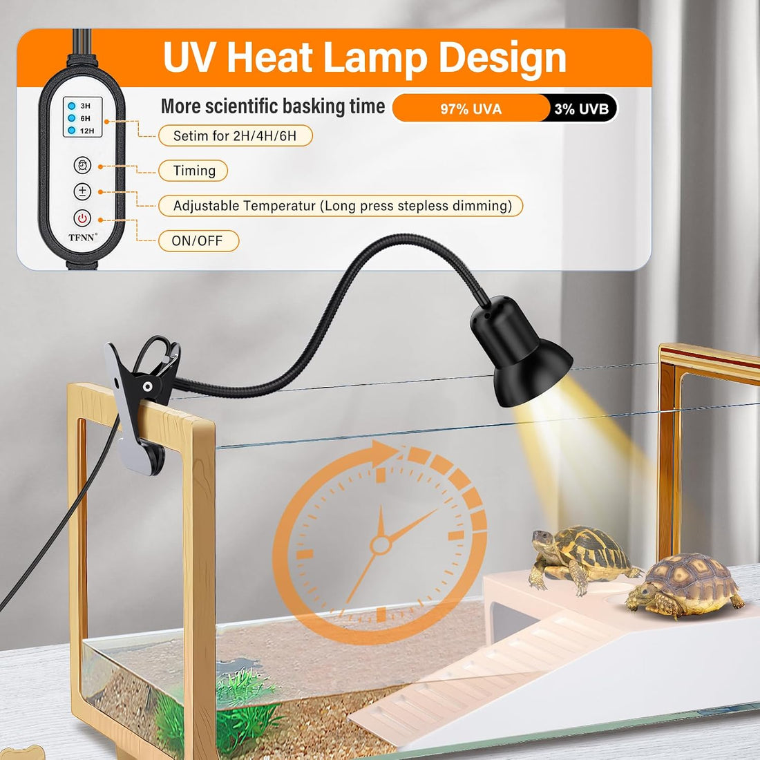 TFNN Reptile Heat Lamp, Heat Lamp with Clamp