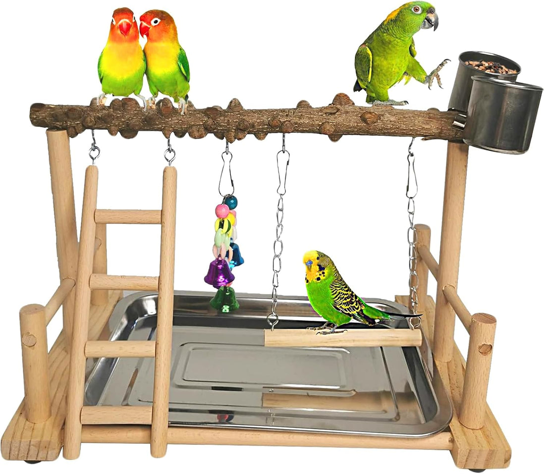 Hamiledyi 4 Layers Large Bird Playground 32" H Pet Parrot Playstand
