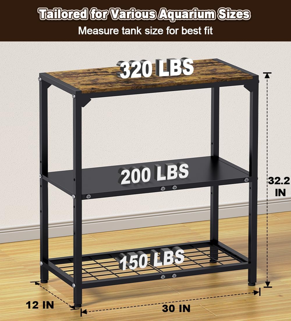 20-30 Gallon Aquarium Stand with 3-Tier Adjustable Storage Shelf