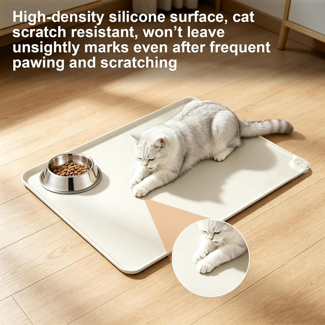 Large Pet Feeding Mat Spillproof Raised Edges Nonslip 24"x16"
