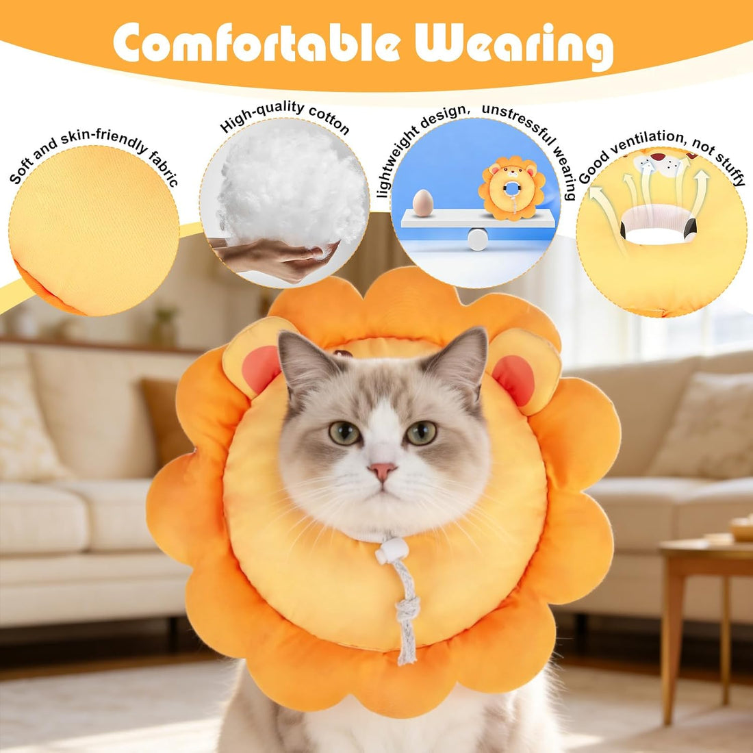 EXPAWLORER Cat Cone Collar Soft,Adjustable Neck Elizabethan Pet Cone
