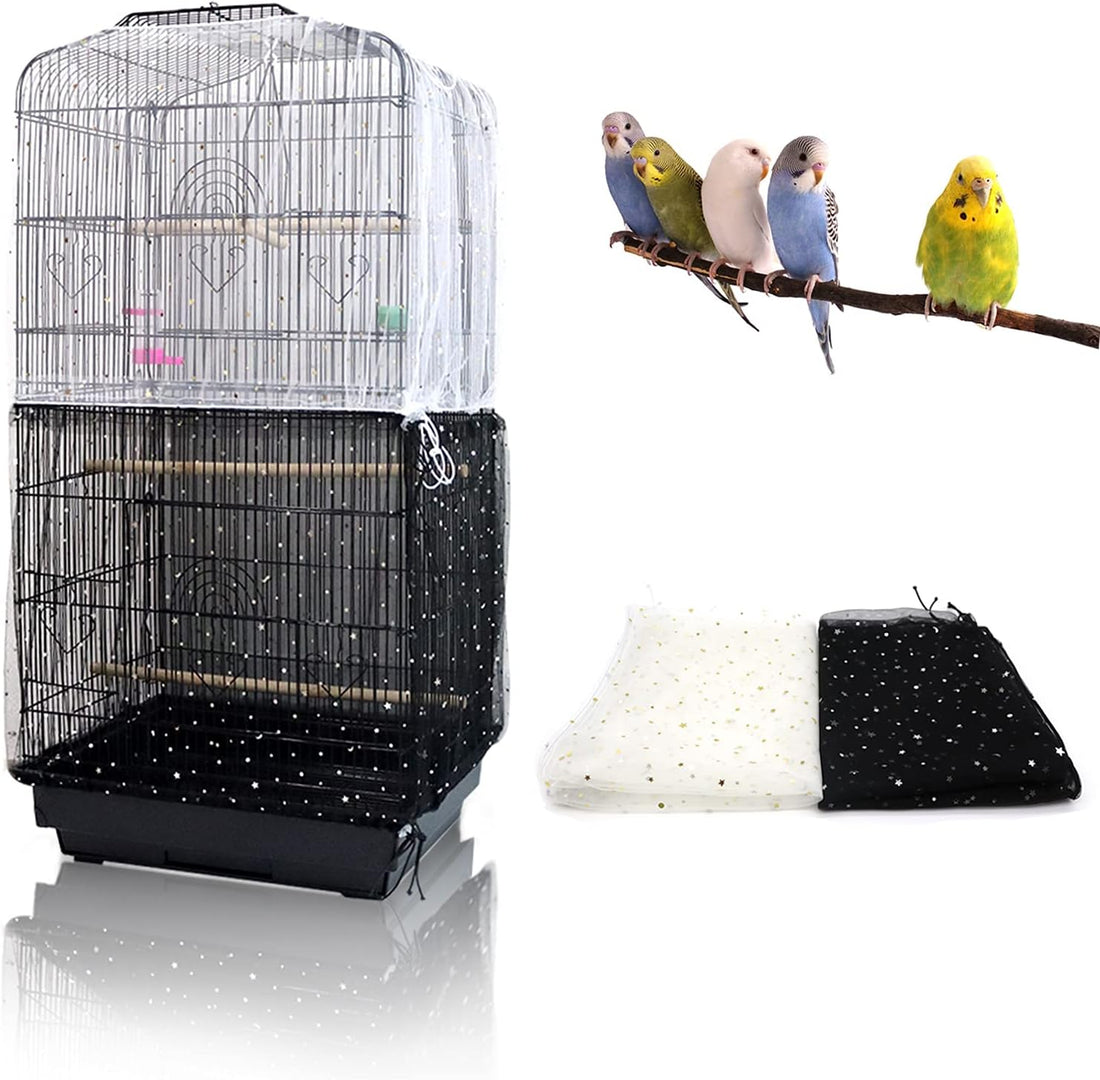 Daoeny 2Pcs Bird Cage Cover, Adjustable Bird Cage Seed Catcher
