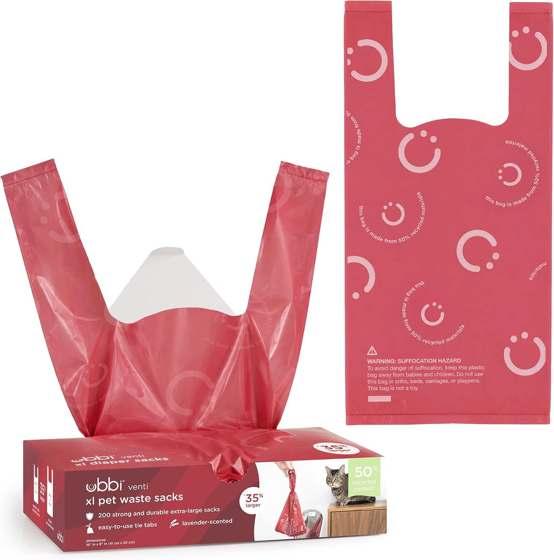 Ubbi Pet Waste Sacks, Lavender Scented, 400 Count