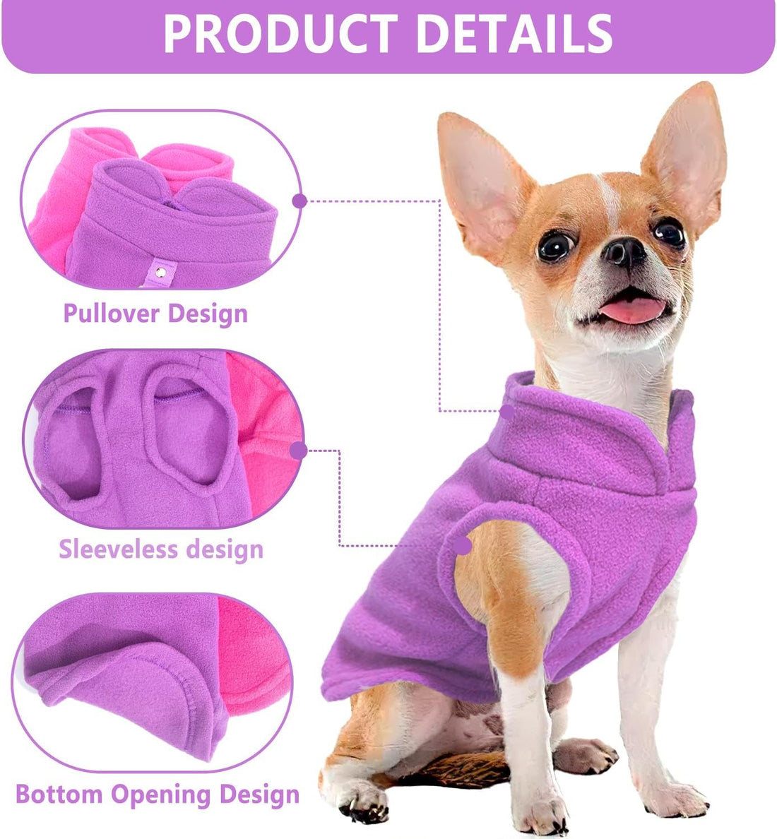 2 Pieces Fleece Dog Sweater Vest Winter Warm Dog Clothes for Small