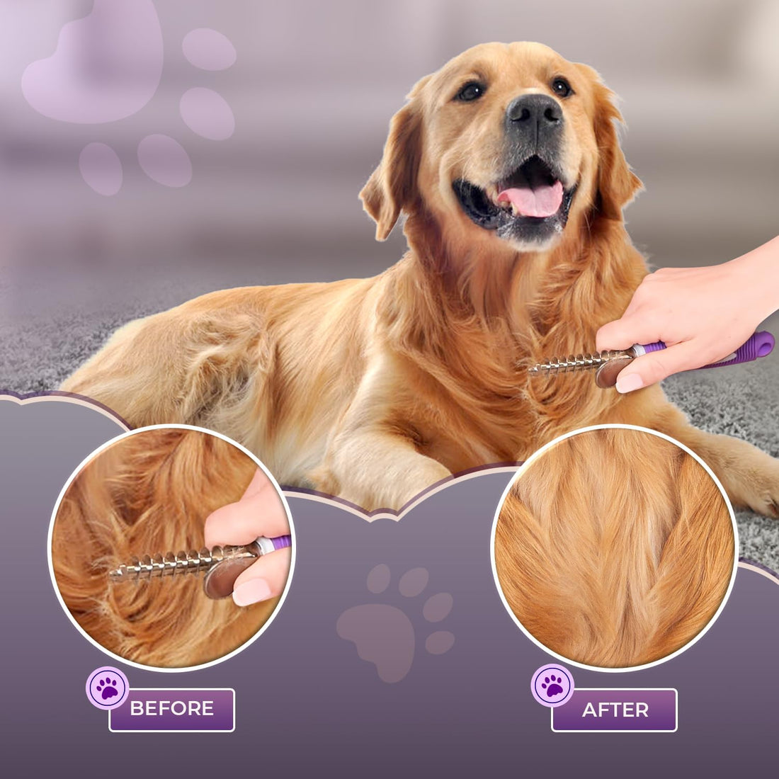 GENPEPADO Dematting Undercoat Rake Comb for Dogs & Cats with Long