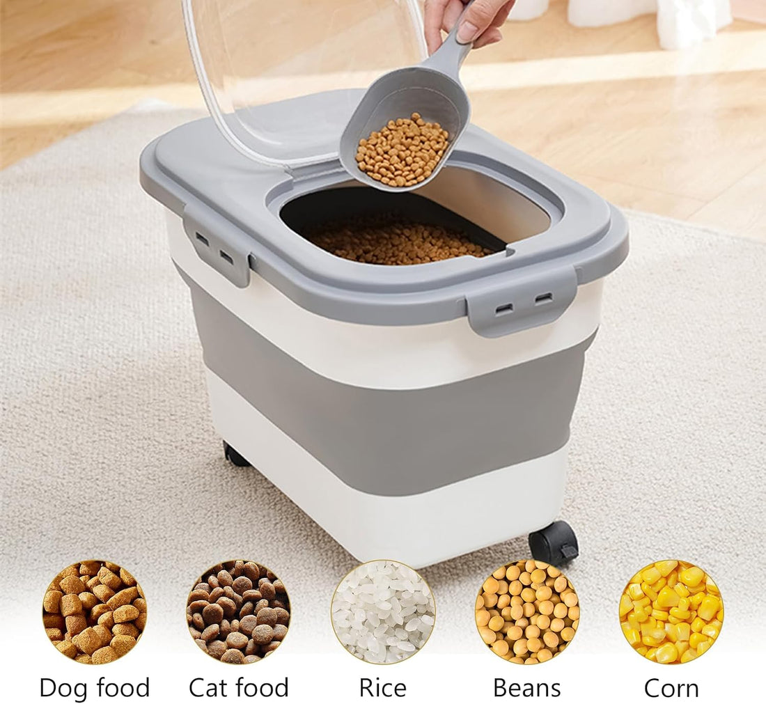 SEWIU Dog Food Storage Container Up to 2pack*20LB,Collapsible Dog