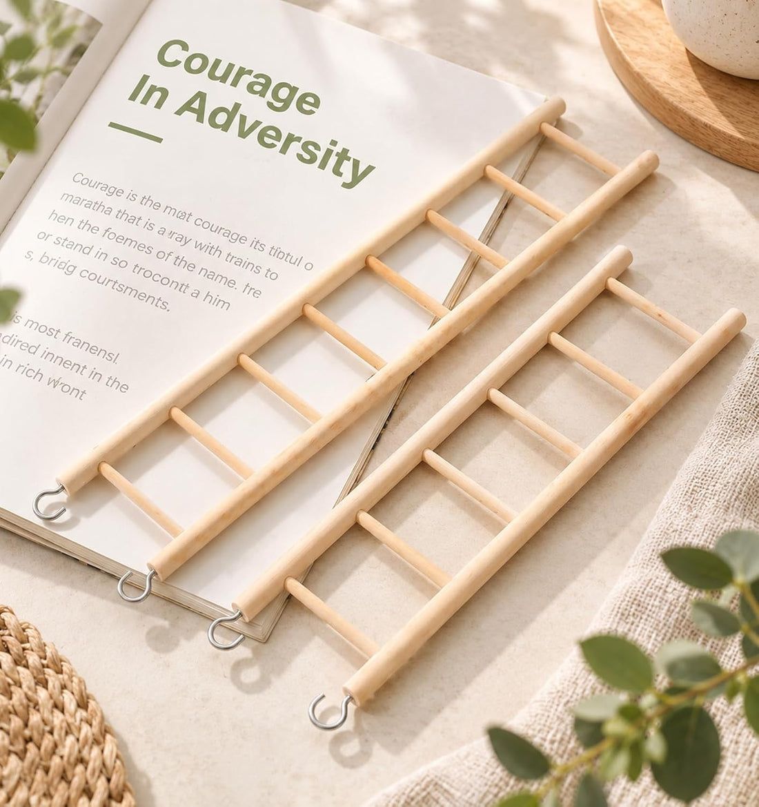 2 Pack Bird Ladder, Wooden Bird Ladder for Cage for Parakeets Parrots