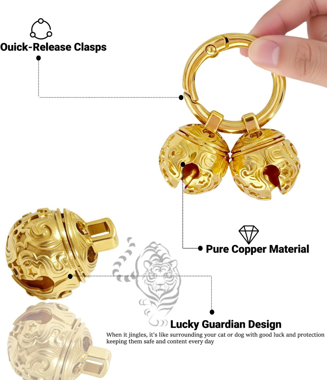4 Loud Dog & Cat Bells for Collar, Bells for Pet Tracking