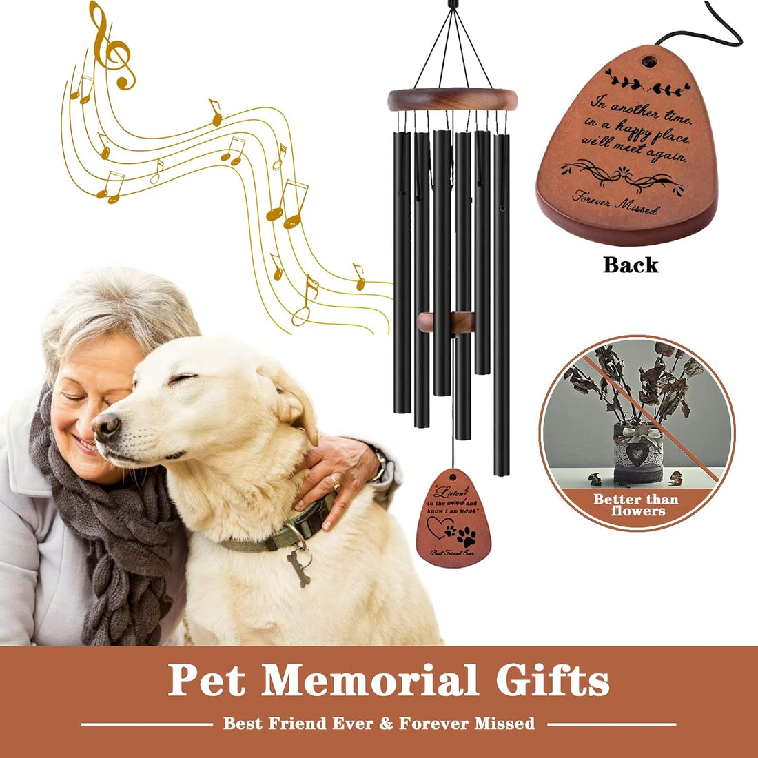 Dog Memorial Gifts, 28" Pet Memorial Wind Chimes