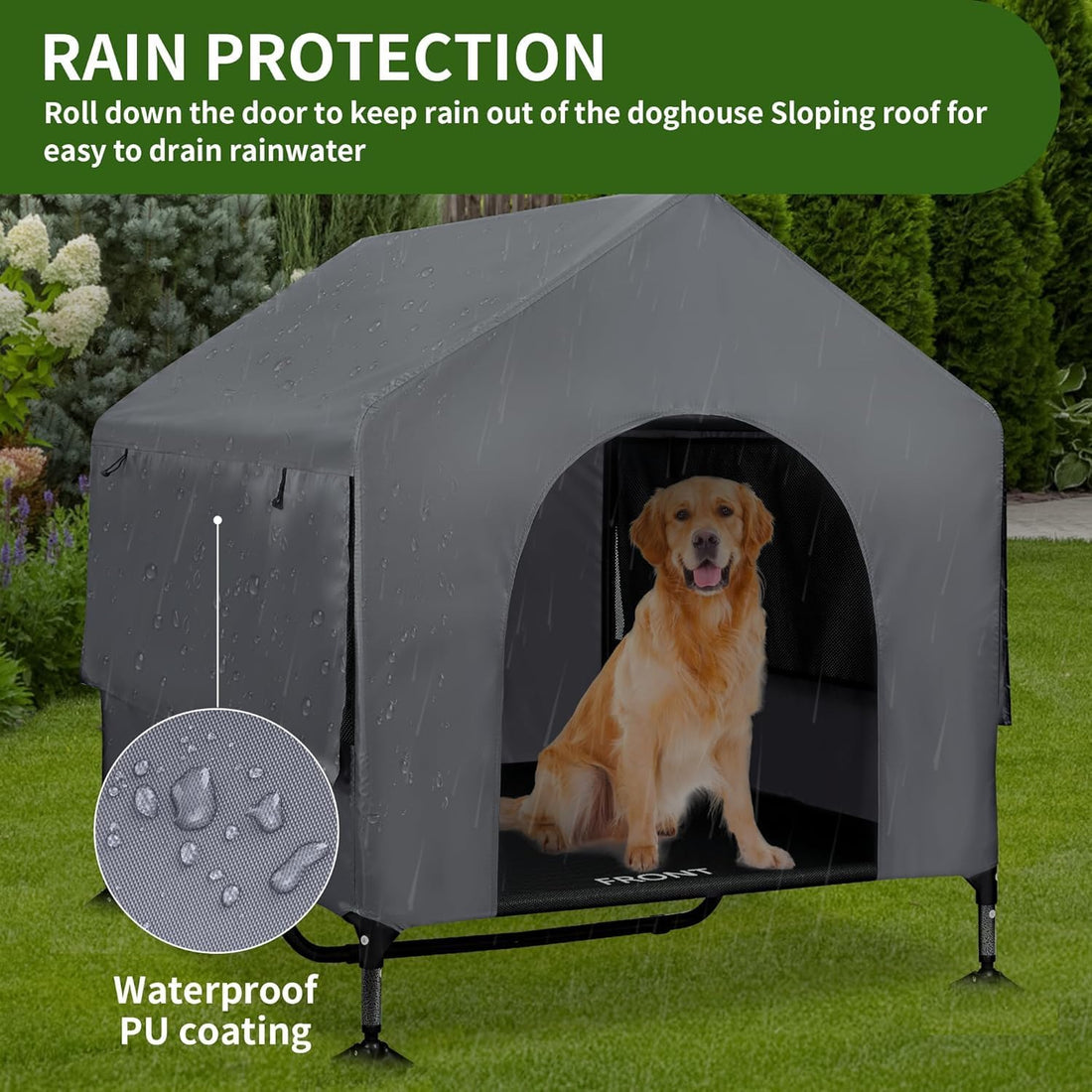 Summertrail 42" Large Dog House Outdoor Indoor with Breathable Mesh