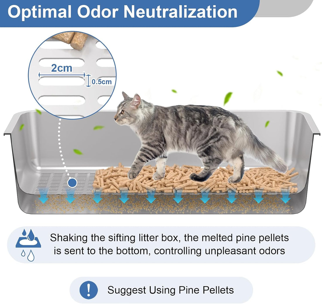 Stainless Steel Sifting Litter Box with Lid