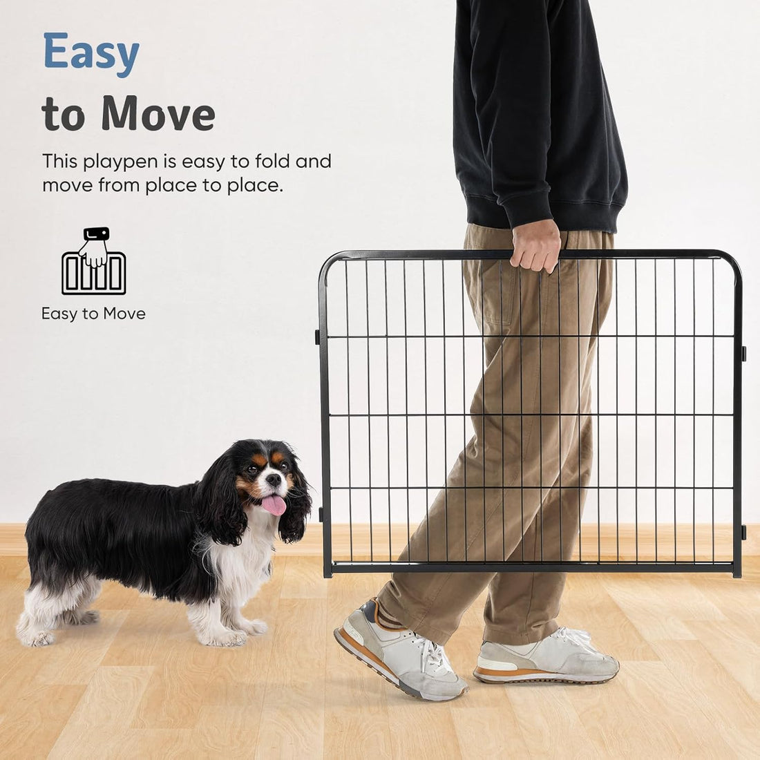 DUMOS Dog Playpen 24 Inch 6 Panels Indoor Outdoor Metal Pet Fence
