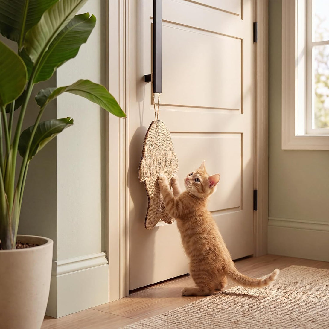 Junkin 2 Pack 16.5x6.3inch Sisal Hanging Cat Scratcher for Door Knob