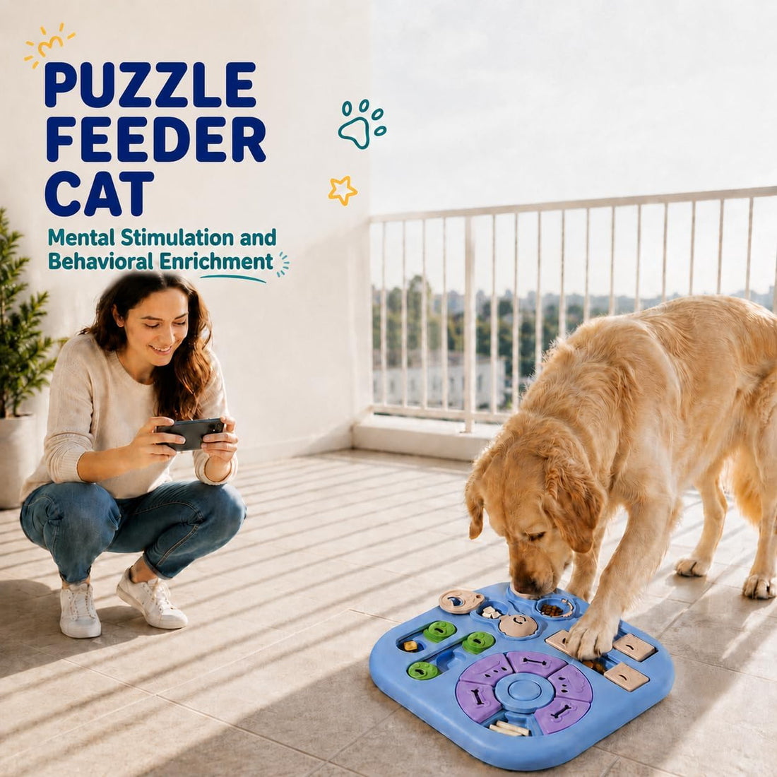 HAOYEGUOJI Interactive Cat Puzzle Toy & Treat Dispenser
