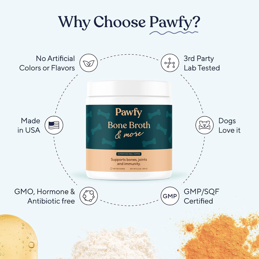 Pawfy Bone Broth for Dogs | Dog Seasoning Powder for Dry Food