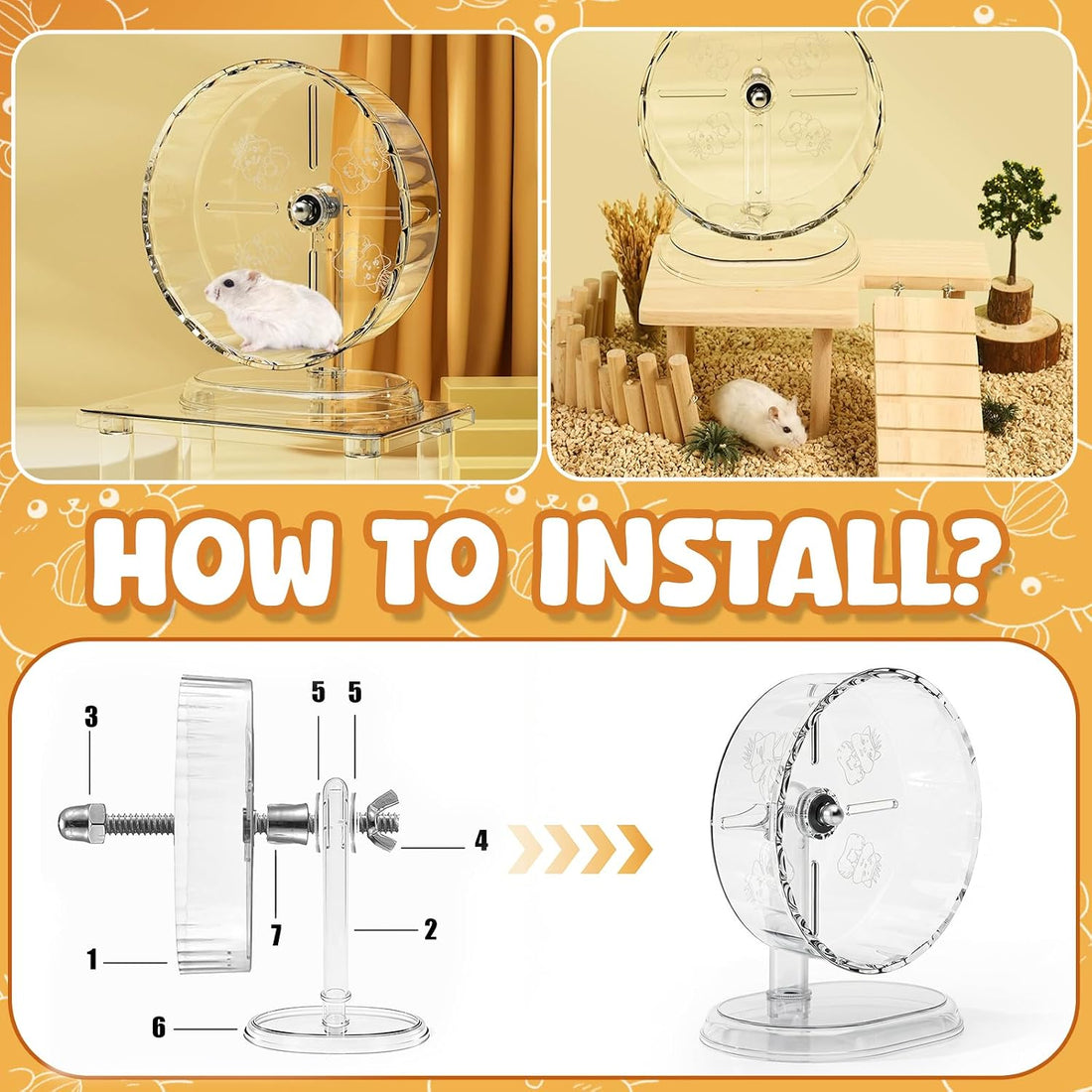9.5 Inch Hamster Wheel, Silent Exercise Wheel with Cage Accessories