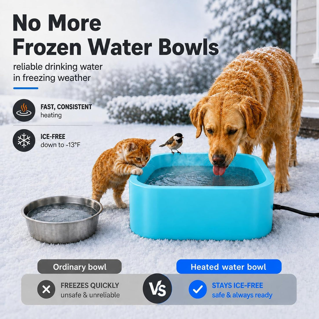 Heated Dog Bowl, 5.5L Extra Large Heated Pet Water Bowl