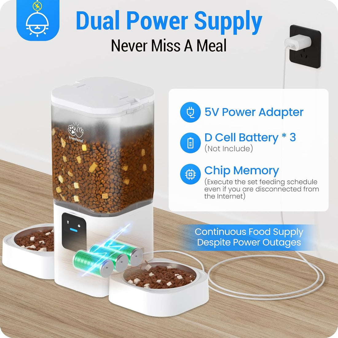 Frienhund Automatic Cat Feeder 2 Cats with Slow Feed