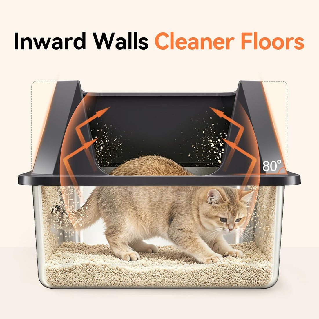 Stainless Steel Litter Box with High Sides, XL
