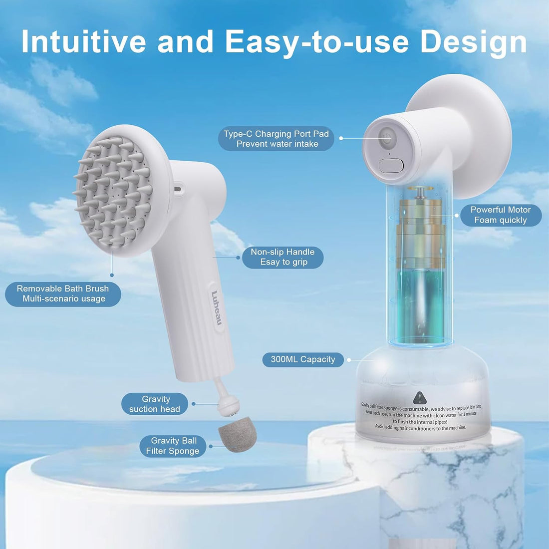 Pet Electric Foaming Dog Shampoo Dispenser with Brush for Dogs Bathing