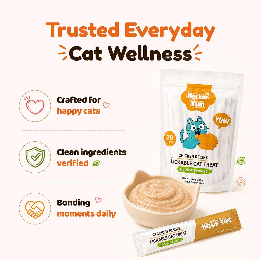 Lickable Cat Grass Treats for Gentle Hairball Support 20 Tubes
