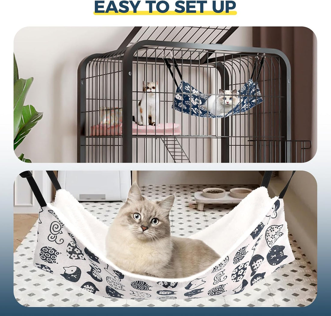 Admaison Cat Hammock for Cage Hanging Reversible 2Pack,Pet Hammock