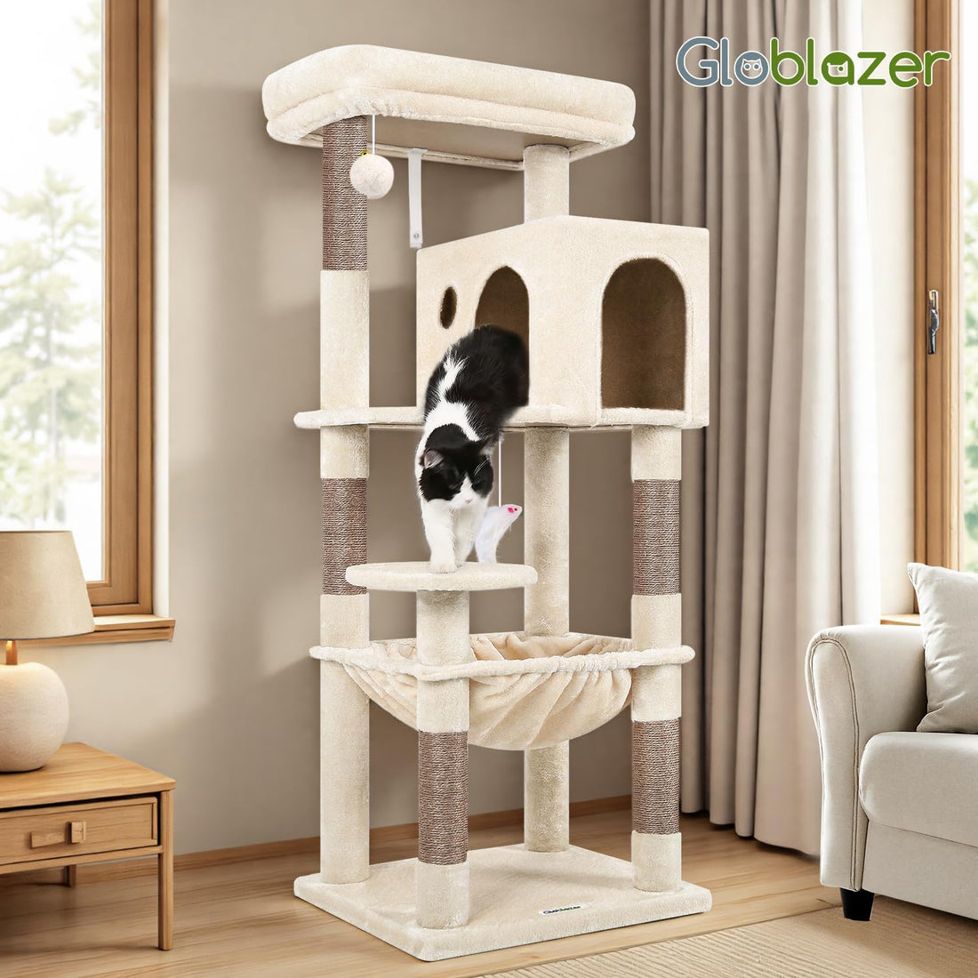 Globlazer Cat Tree Tower with Scratching Post for Indoor Cats, F53
