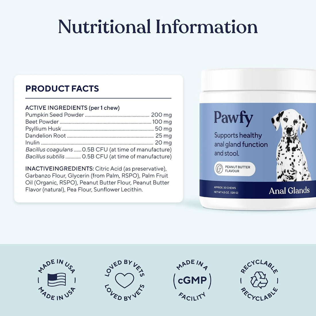 Pawfy Anal Gland Chews for Dogs - Fiber Support for Healthy Scooting