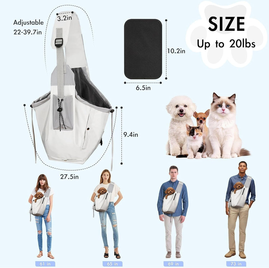 Dog Carrier Sling, Puppy Carrier Sling 20 lbs