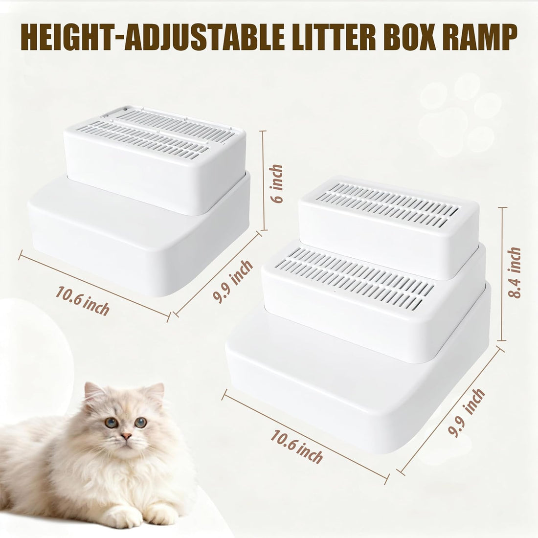 3 Steps Cat Litter Box Step with Cleaning Brush for Automatic Litter
