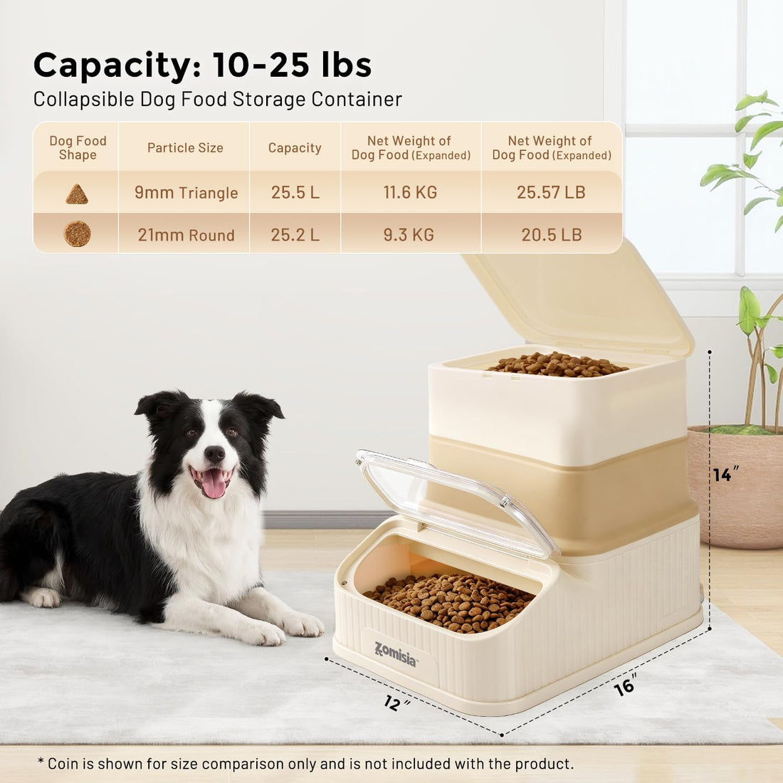 ZOMISIA 15lbs First-in, First-out Dog Food Storage Container