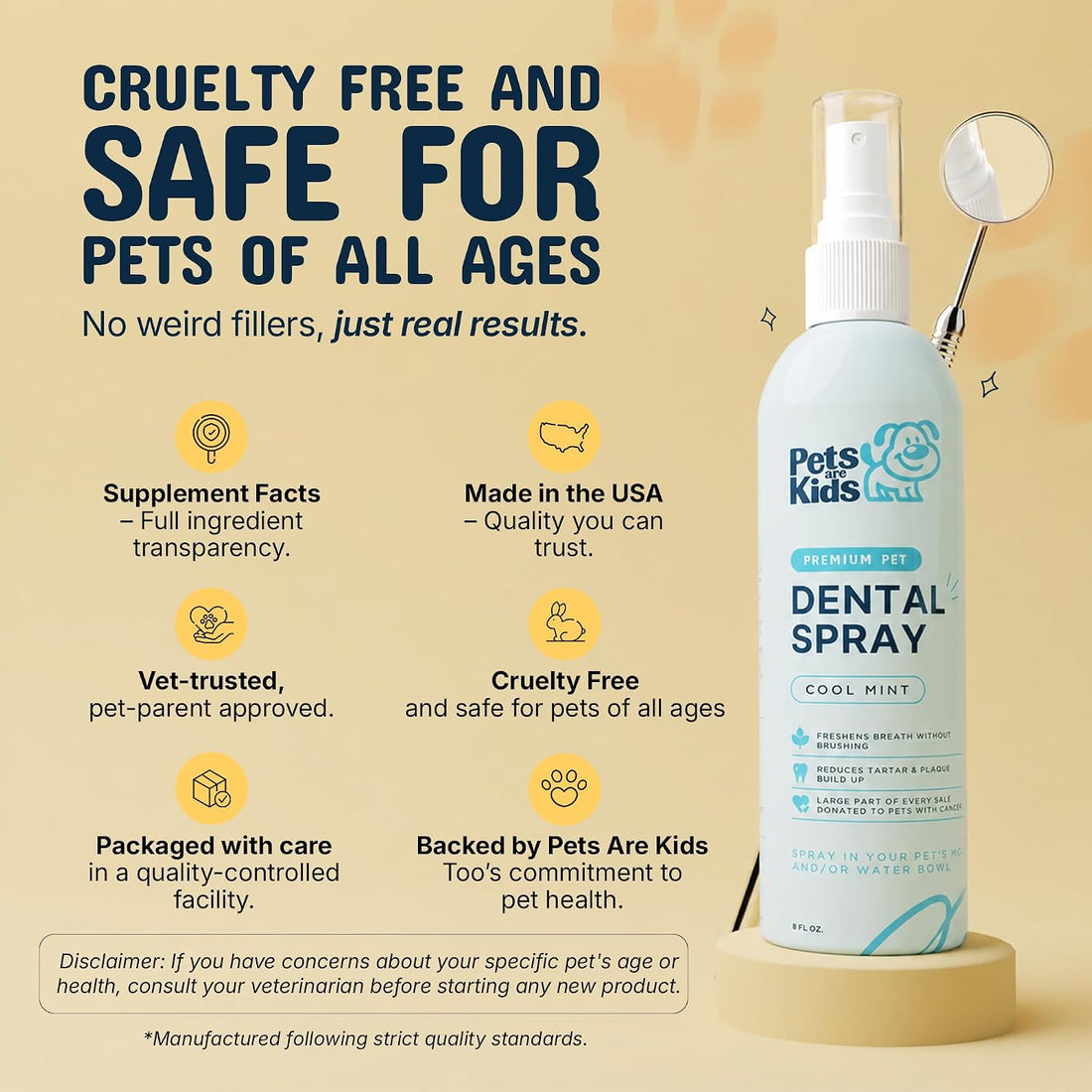 Pets are Kids Dog Dental Spray with Mint Formula Water Additive, 8oz