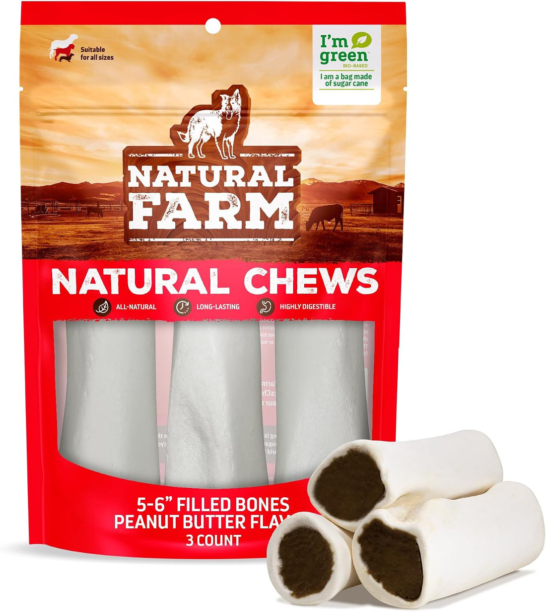 Natural Farm Peanut Butter Flavor Filled Dog Bones