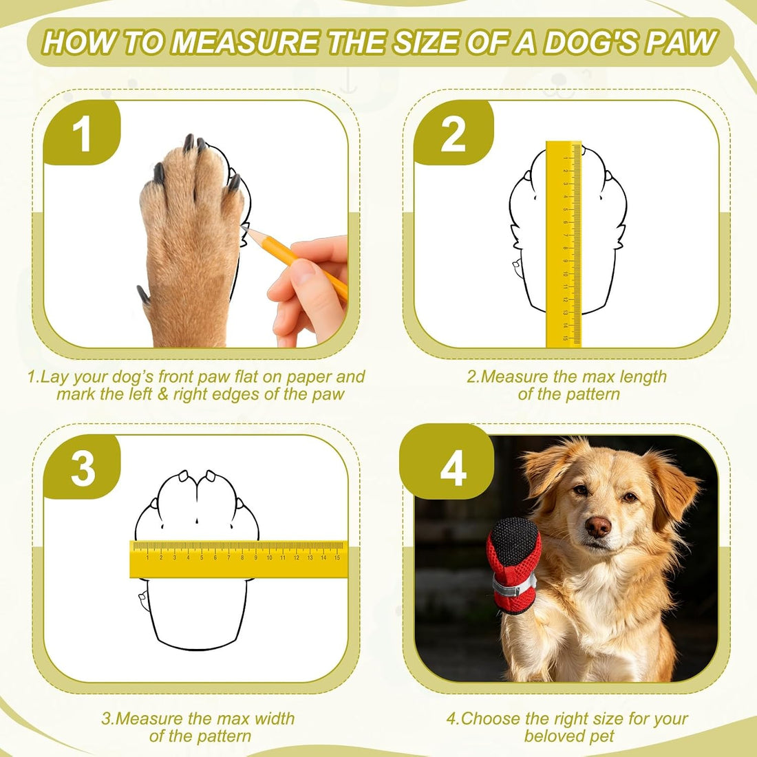 Dog Boots Paw Protector Reflective Adjustable Non Slip Mesh 4Pcs