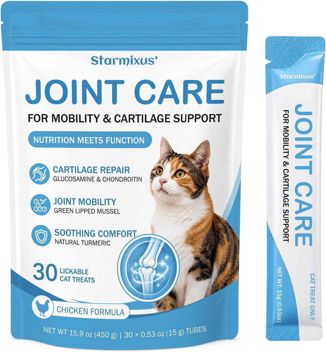 Lickable Cat Treats, Cat Joint Supplement with Glucosamine for Cats