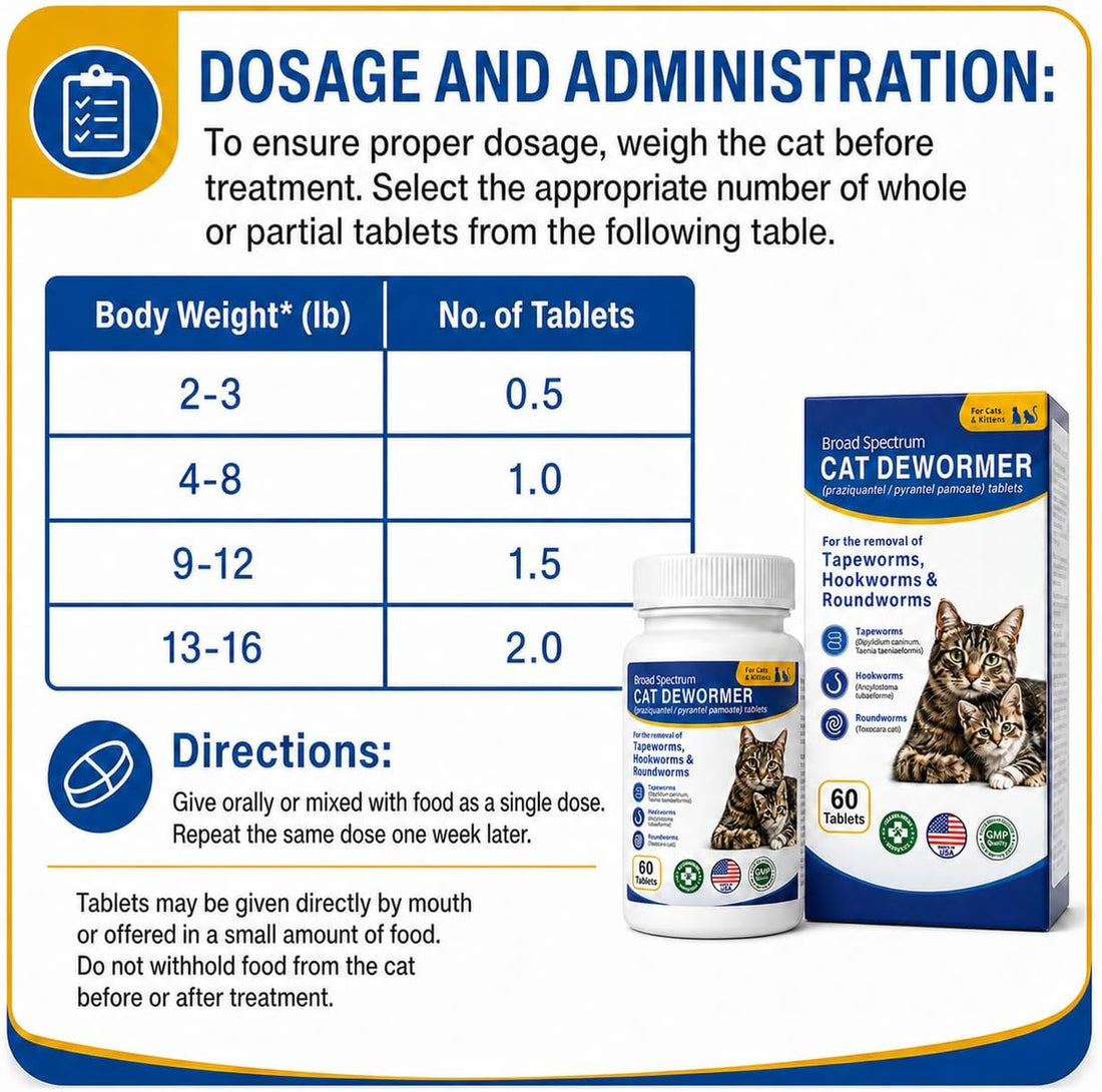Broad Spectrum Cat Dewormer, Praziquantel & Pyrantel Pamoate