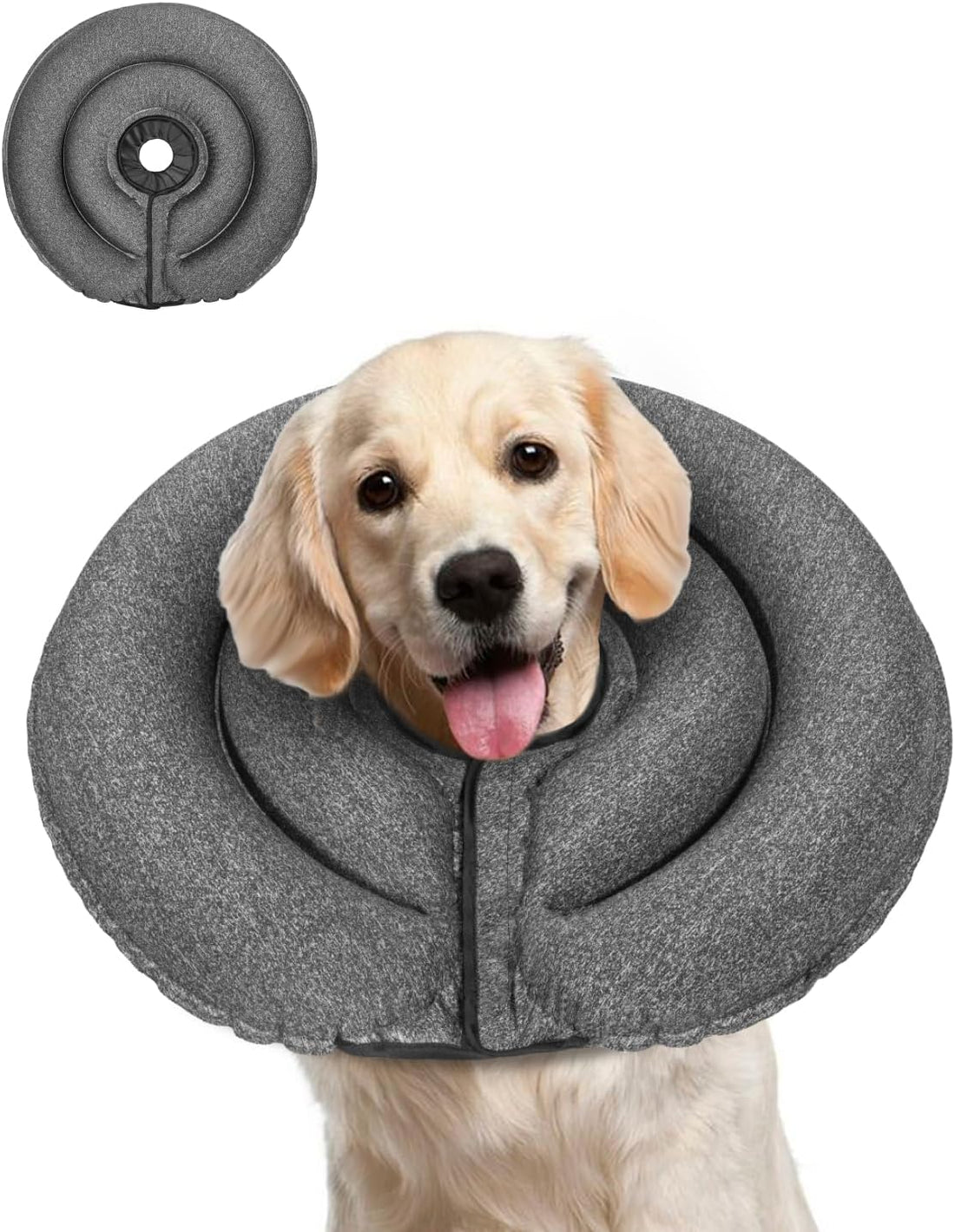 MIDOG Patented Inflatable Dog Cone, Soft Recovery Collar, Blue, S
