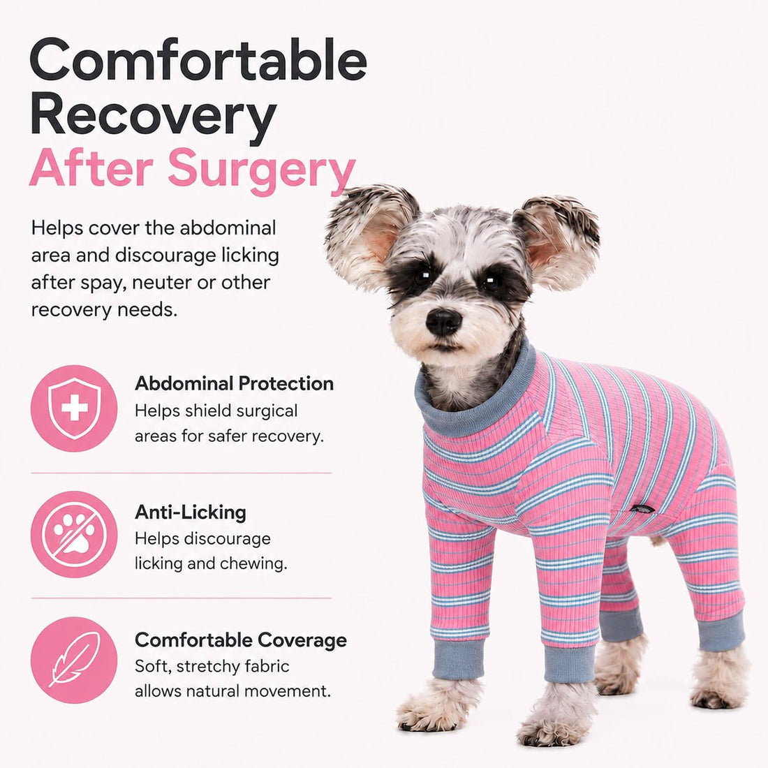 Dog Surgery Recovery Suit, Four-Leg Long Sleeve Dog Onesie