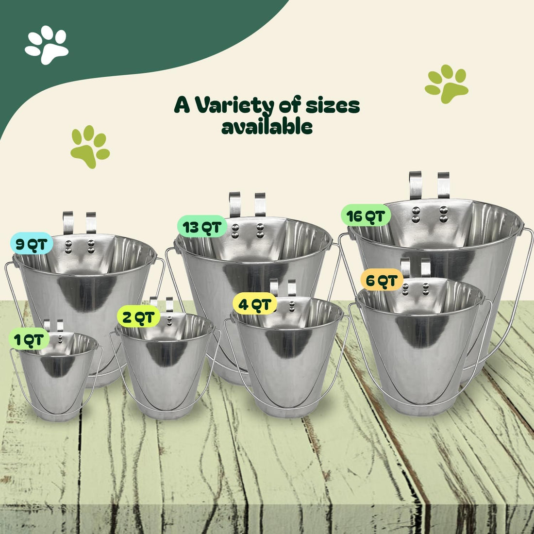 Advance Pet Product Heavy Stainless Steel with 2 Hook Bucket